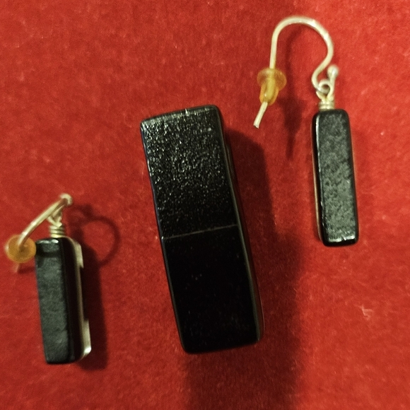 Dichroic Glass Artisan Pendant and Earrings  (Gold chain NOT INCLUDED) - Picture 7 of 9